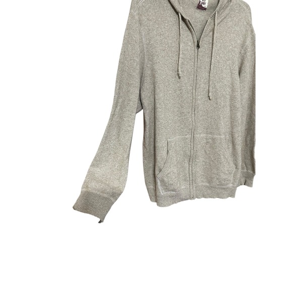 Old Navy Mens Tan Lambswool Blend Full Zip Hoodie Cardigan Y2K GrandpaCore - Picture 3 of 9